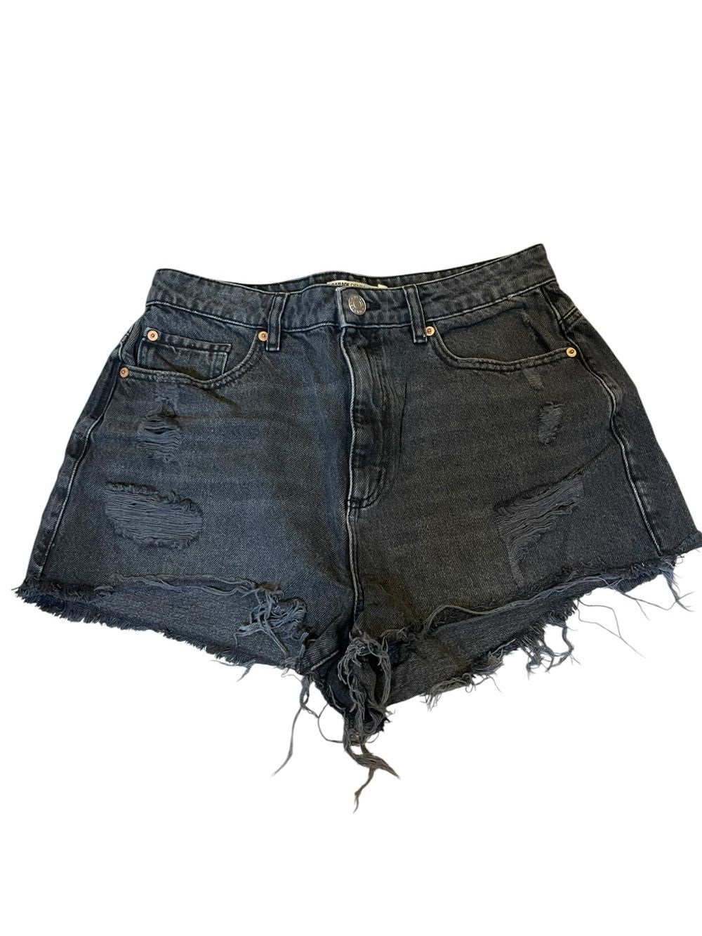 Garage Black High-Rise Distressed Festival Denim Cutoff Shorts Size 9/29